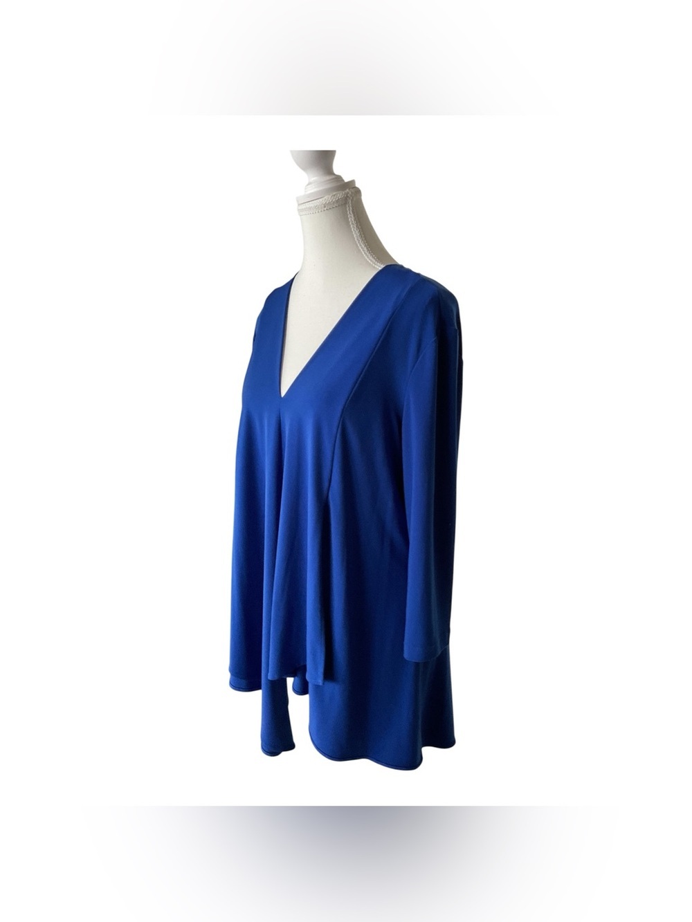 Joseph Ribkoff Royal Blue V-Neck Tunic Top Asymmetrical Hem Size 10 - Picture 3 of 6